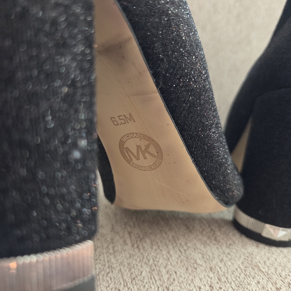 Michael Kors Glitter Black Heeled Boots - Picture 7 of 8
